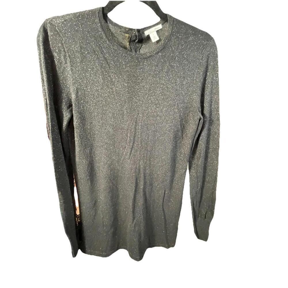 Halogen Soft Long Sleeve Top Women S Black with Sparkle Metallic (P-6)